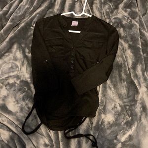 i’m selling a black half way button down long sleeve shirt.